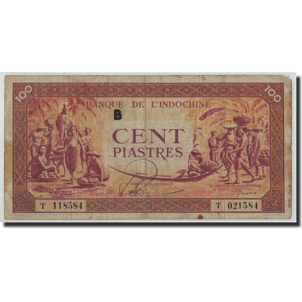 FRENCH INDO-CHINA, 100 Piastres, Undated (1942-45), KM:66, F(12-15)
