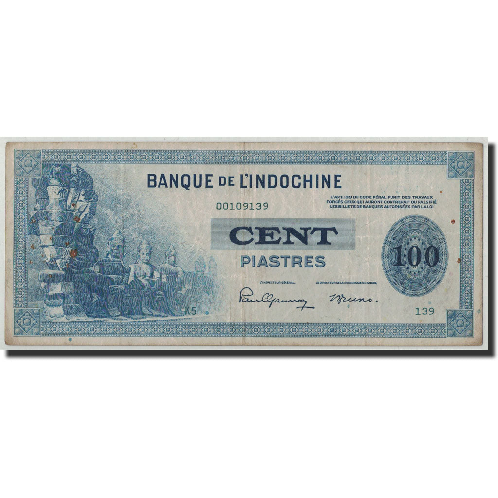 FRENCH INDO-CHINA, 100 Piastres, undated (1945), KM:78a, VF(20-25)