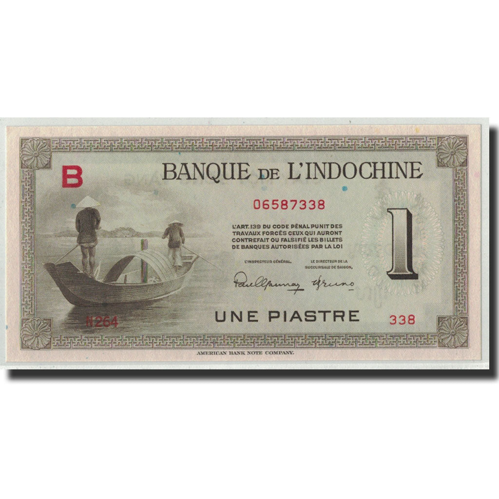 FRENCH INDO-CHINA, 1 Piastre, undated (1945), KM:76a, UNC(63)