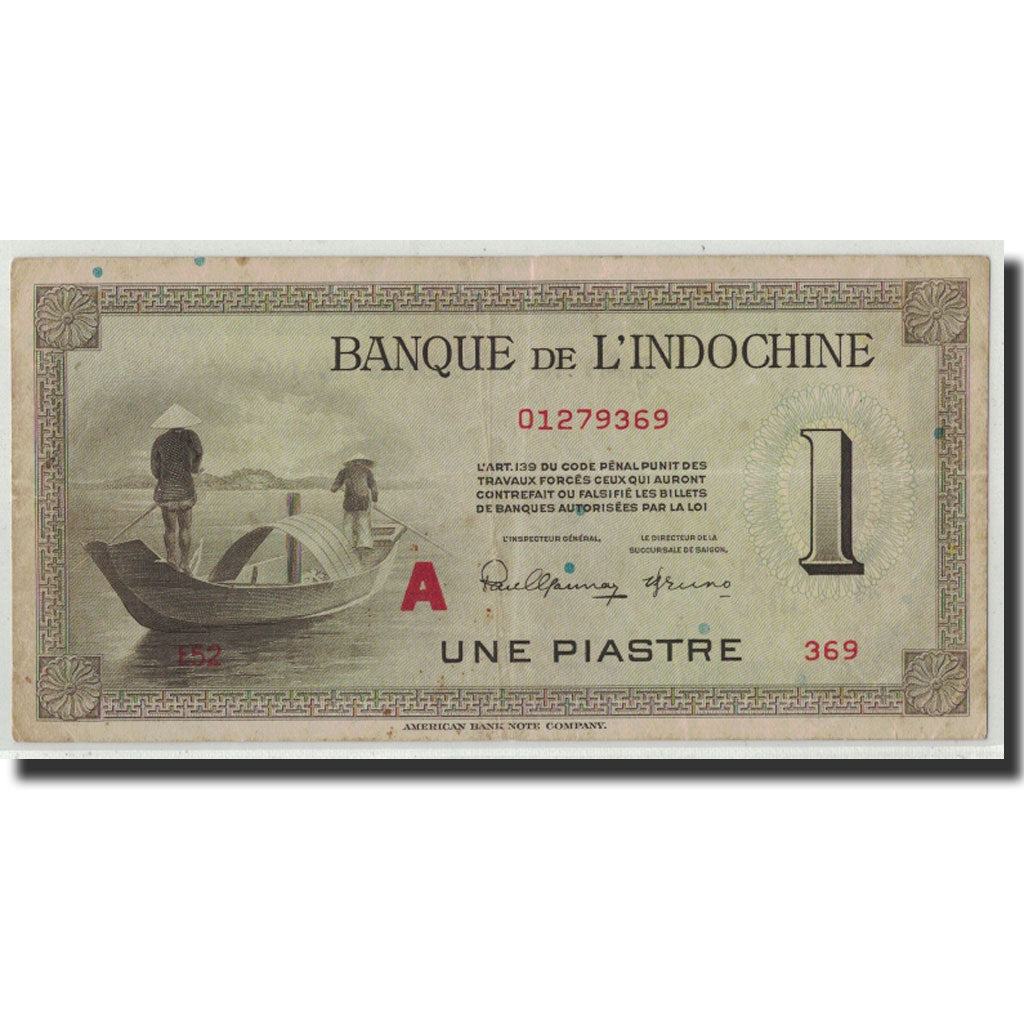 FRENCH INDO-CHINA, 1 Piastre, undated (1945), KM:76b, VF(20-25)
