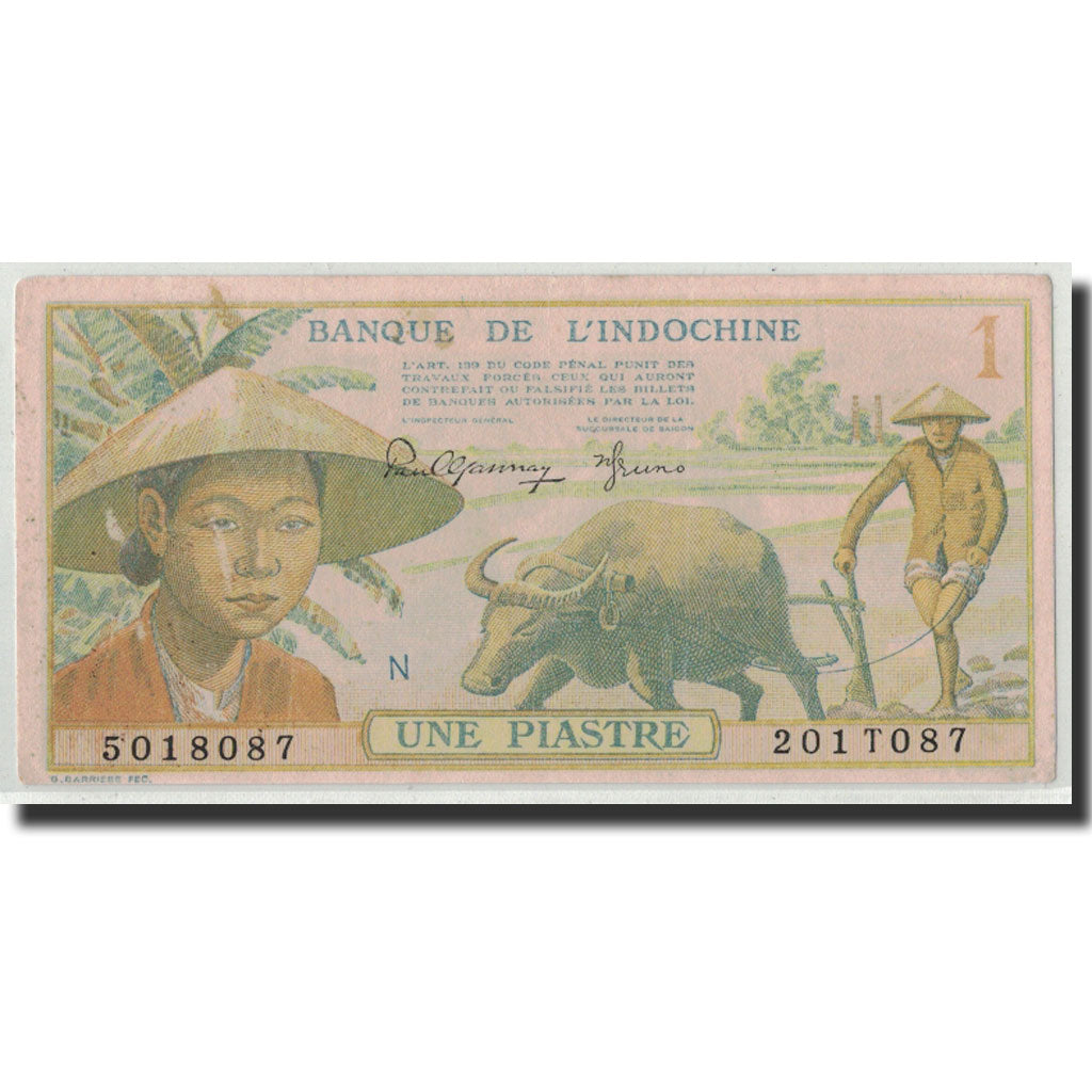 FRENCH INDO-CHINA, 1 Piastre, Undated (1949), KM:74a, VZ