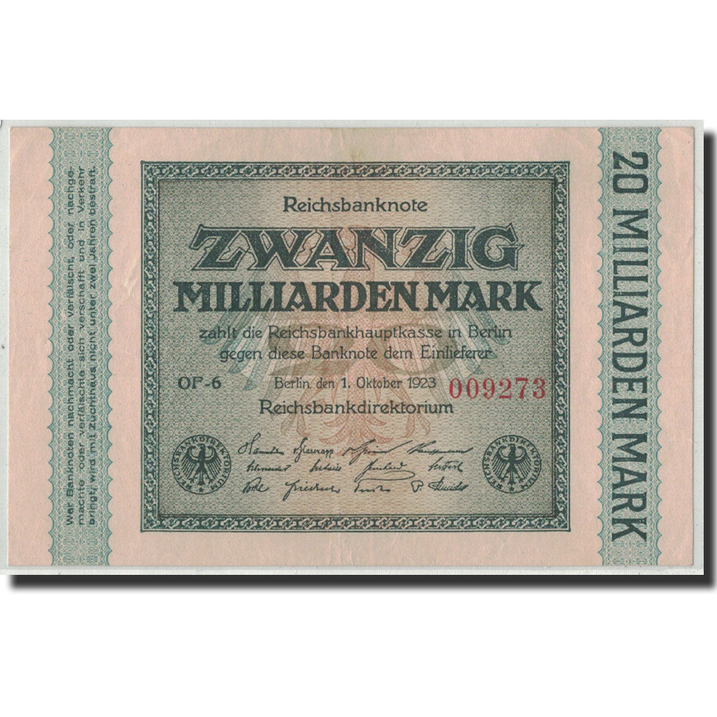 Banknote, Germany, 20 Milliarden Mark, 1923, 1923-10-01, KM:118a, EF(40-45)