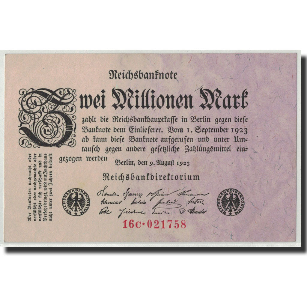 Banknote, Germany, 2 Millionen Mark, 1923, 1923-08-09, KM:103, AU(55-58)