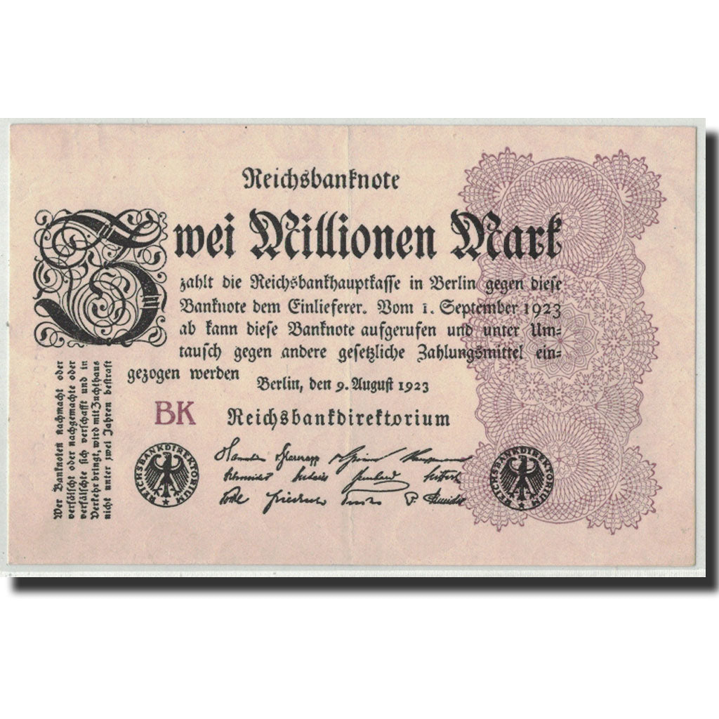 Banknote, Germany, 2 Millionen Mark, 1923, 1923-08-09, KM:104b, AU(55-58)