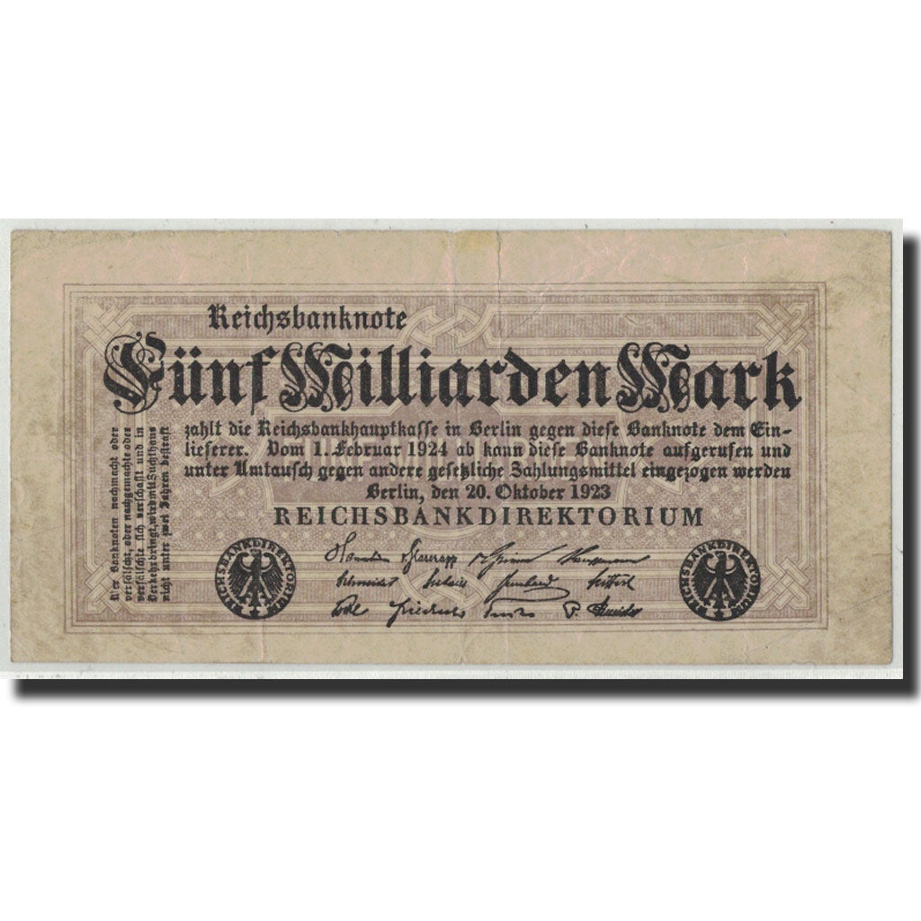 Banknote, Germany, 5 Milliarden Mark, 1923, 1923-09-10, KM:123b, VF(20-25)
