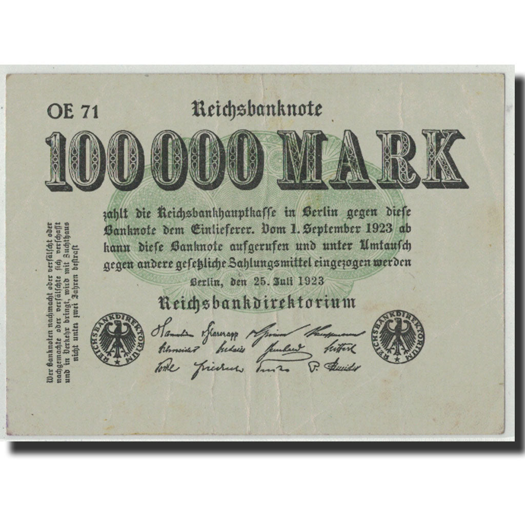 Banknote, Germany, 100,000 Mark, 1923, 1923-07-25, KM:91b, VF(30-35)