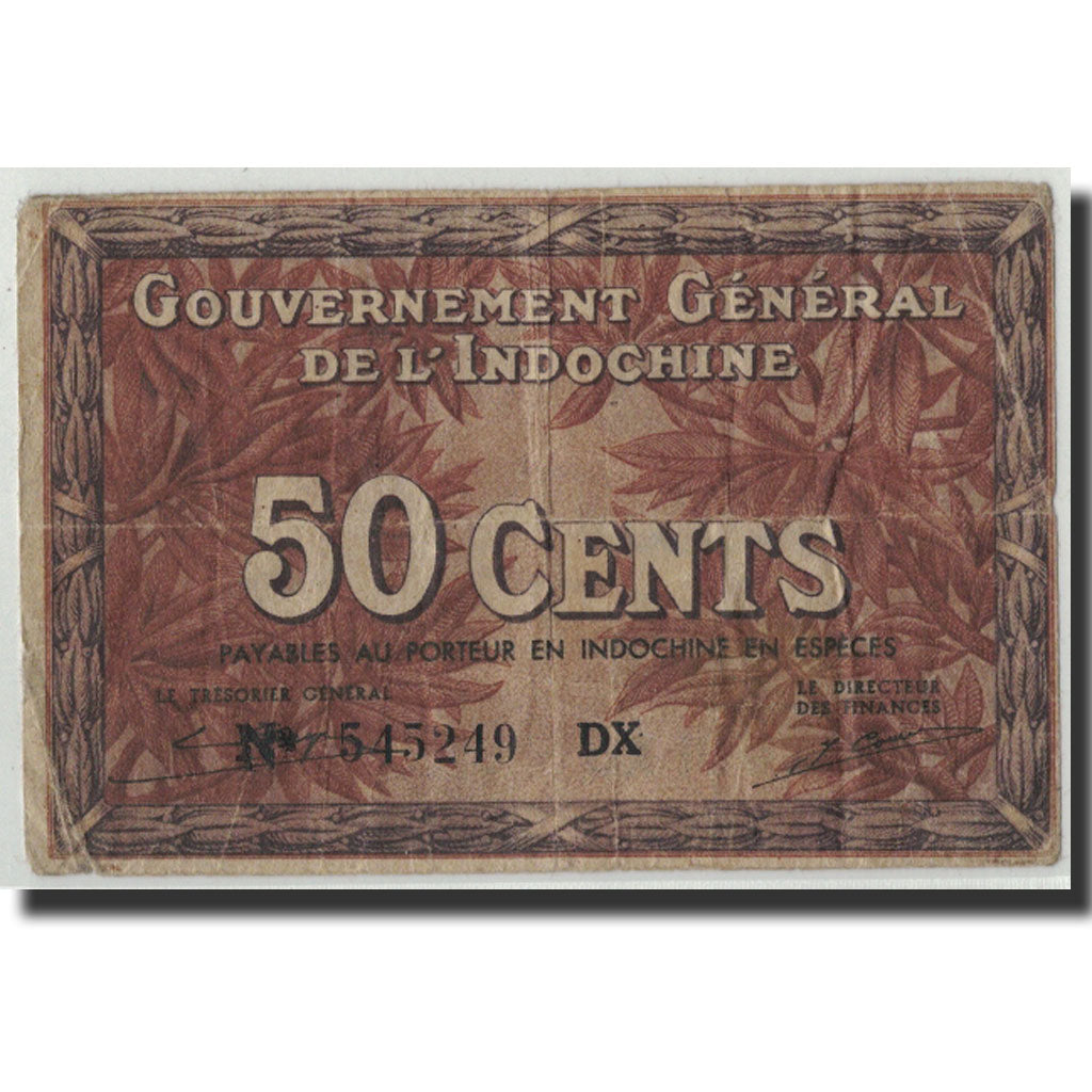 FRENCH INDO-CHINA, 50 Cents, Undated (1939), KM:87e, VG(8-10)