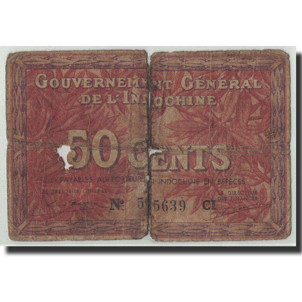 Banknote, FRENCH INDO-CHINA, 50 Cents, Undated (1939), KM:87d, G(4-6)