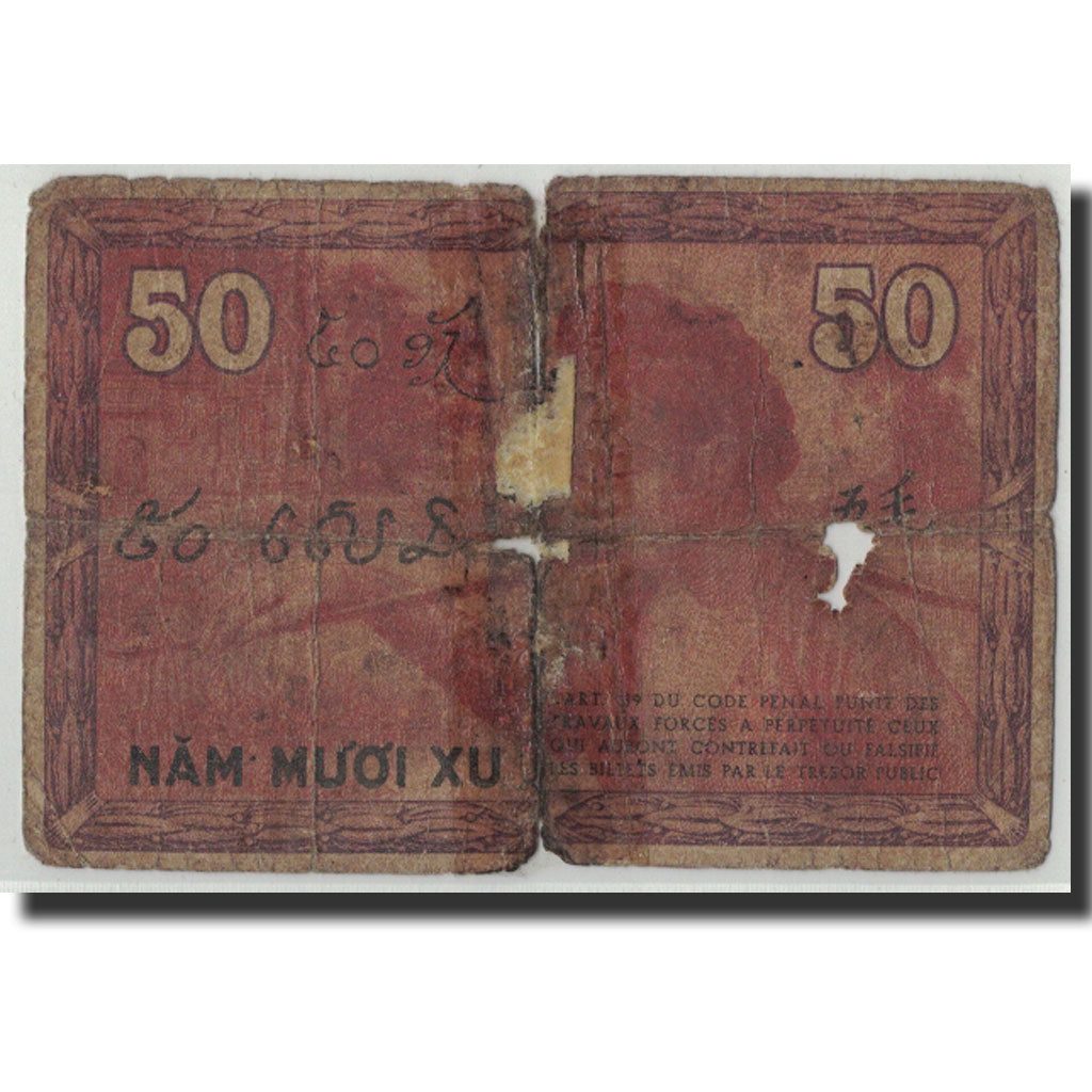 Banknote, FRENCH INDO-CHINA, 50 Cents, Undated (1939), KM:87d, G(4-6)