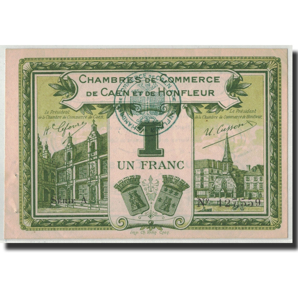Banconote, Pirot:34-14, SPL-, Caen et Honfleur, 1 Franc, Francia