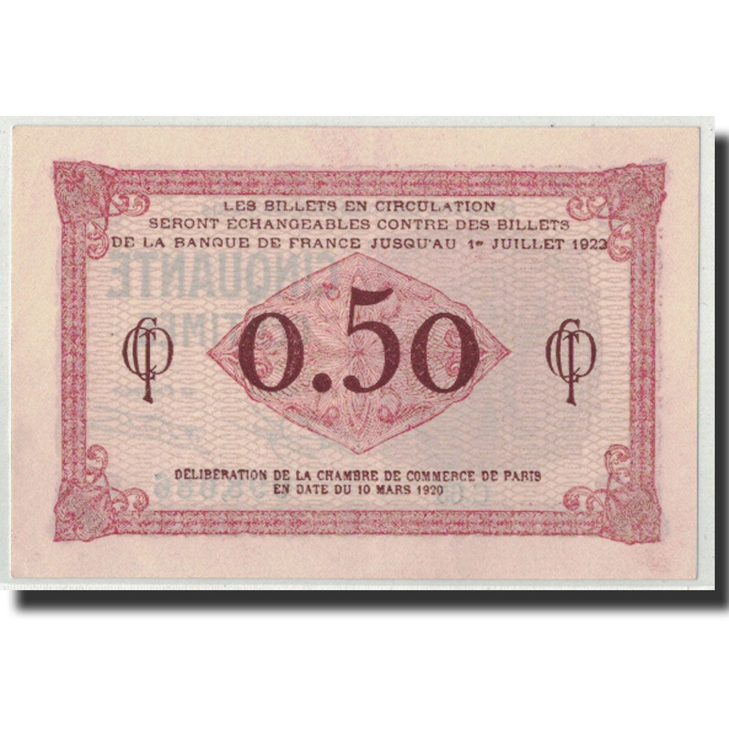 Banknote, Pirot:97-10, 50 Centimes, 1920, France, UNC(63), Paris