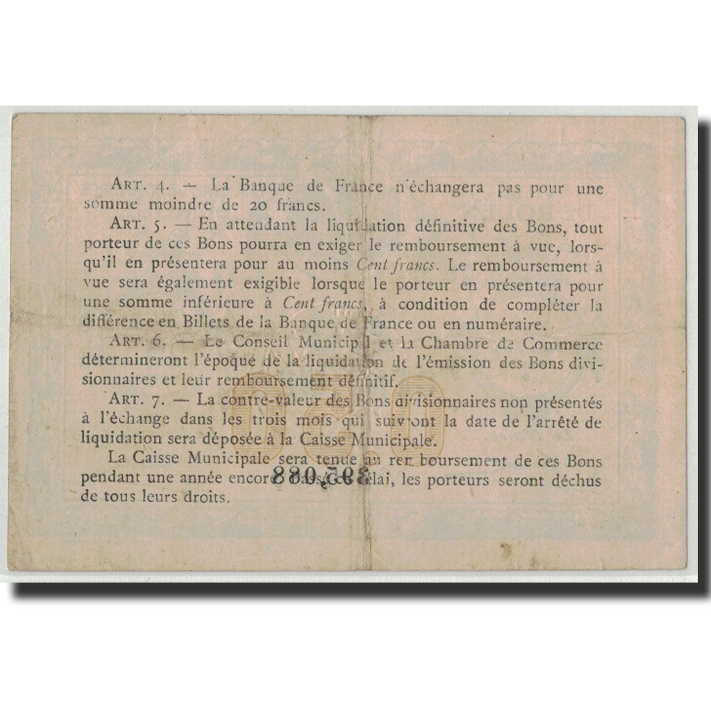Banknote, Pirot:110-1, 50 Centimes, Undated, France, EF(40-45), Rouen