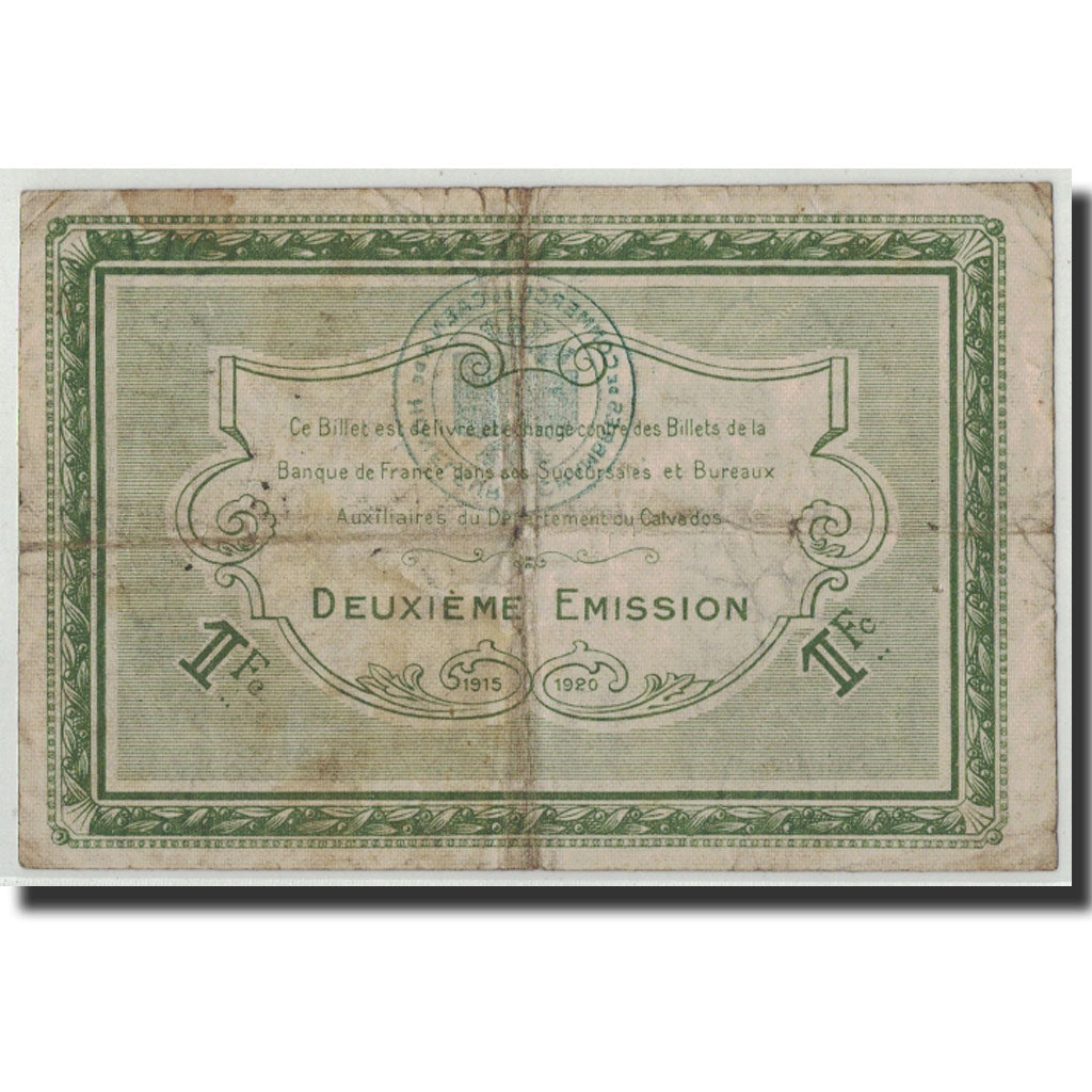 Banknote, Pirot:34-14, 1 Franc, Undated, France, VG(8-10), Caen et Honfleur