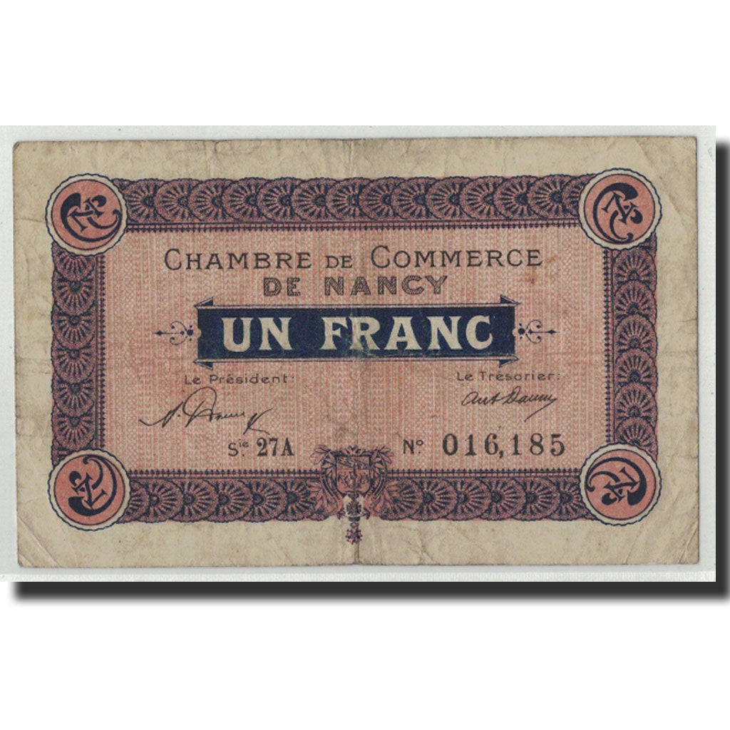 Billet, France, Nancy, 1 Franc, 1921, B+, Pirot:87-49