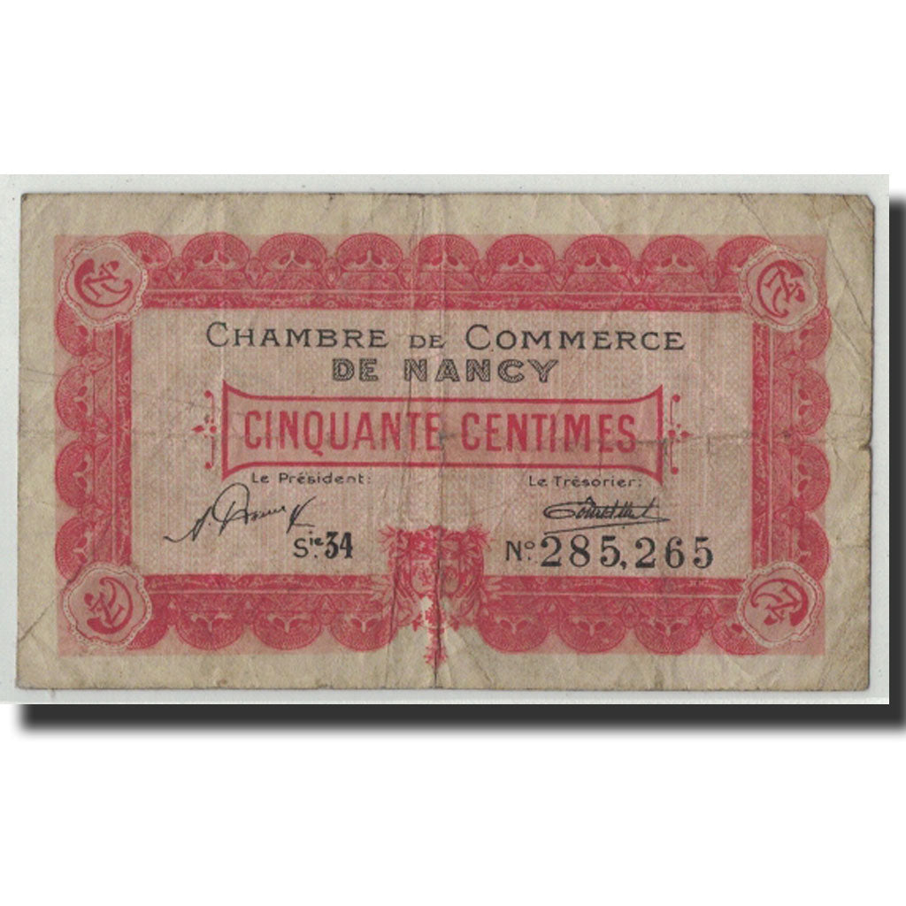 Banknote, Pirot:87-53, 50 Centimes, 1922, France, VG(8-10), Nancy