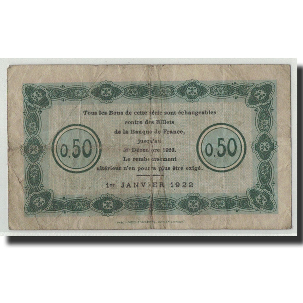 Banknote, Pirot:87-53, 50 Centimes, 1922, France, VG(8-10), Nancy