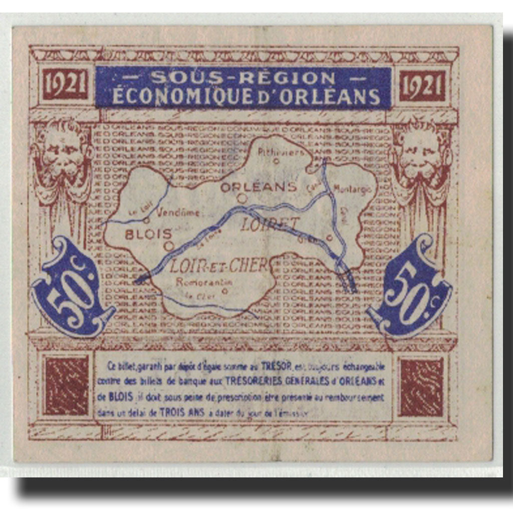 Biljet, Pirot:96-5, 50 Centimes, 1921, Frankrijk, SUP, Orléans et Blois