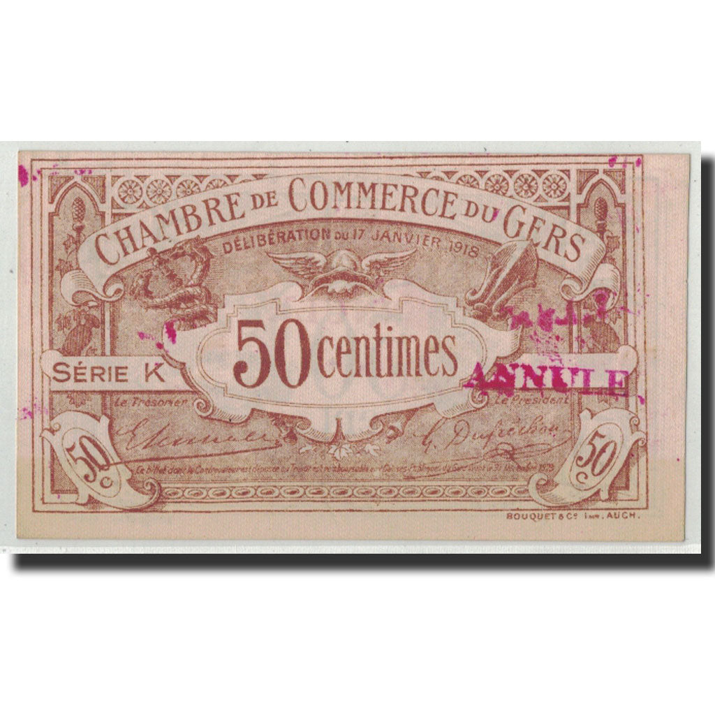France, Gers, 50 Centimes, 1918, UNC(63), Pirot:15-12