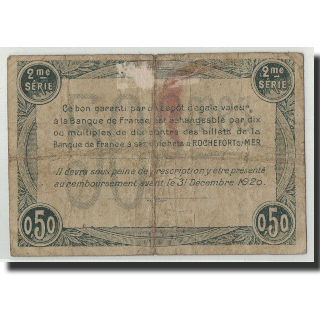 Billete, 50 Centimes, Pirot:107-7, 1915, Francia, RC+, Rochefort-sur-Mer