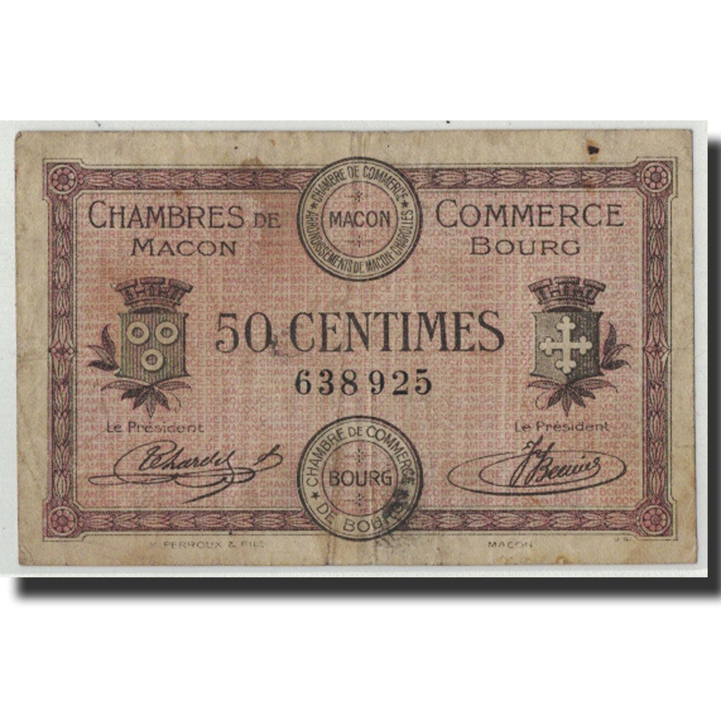 Billet, France, Macon, 50 Centimes, 1915, B+, Pirot:78-1