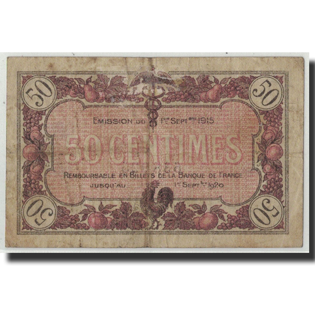 Billet, France, Macon, 50 Centimes, 1915, B+, Pirot:78-1