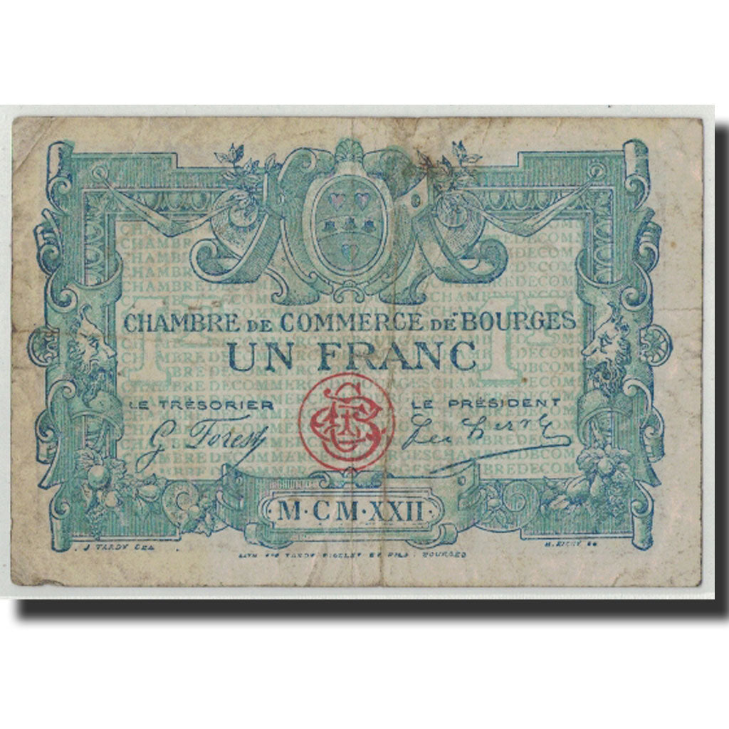 Geldschein, Frankreich, Bourges, 1 Franc, Undated, SGE+, Pirot:32-13