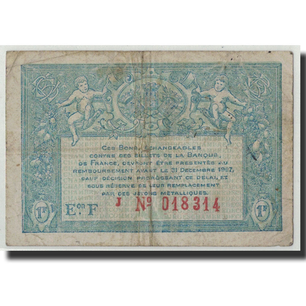 Geldschein, Frankreich, Bourges, 1 Franc, Undated, SGE+, Pirot:32-13