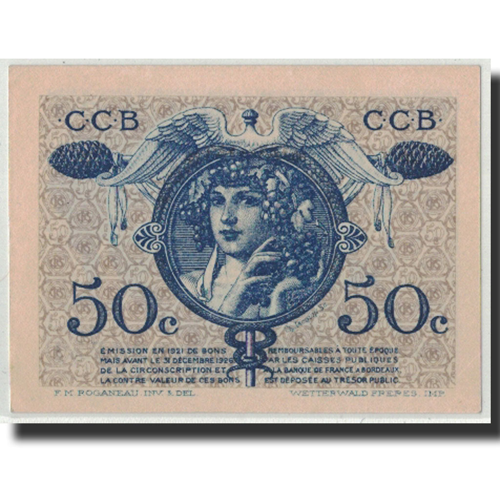 Banknote, Pirot:30-28, 50 Centimes, 1921, France, UNC(63), Bordeaux