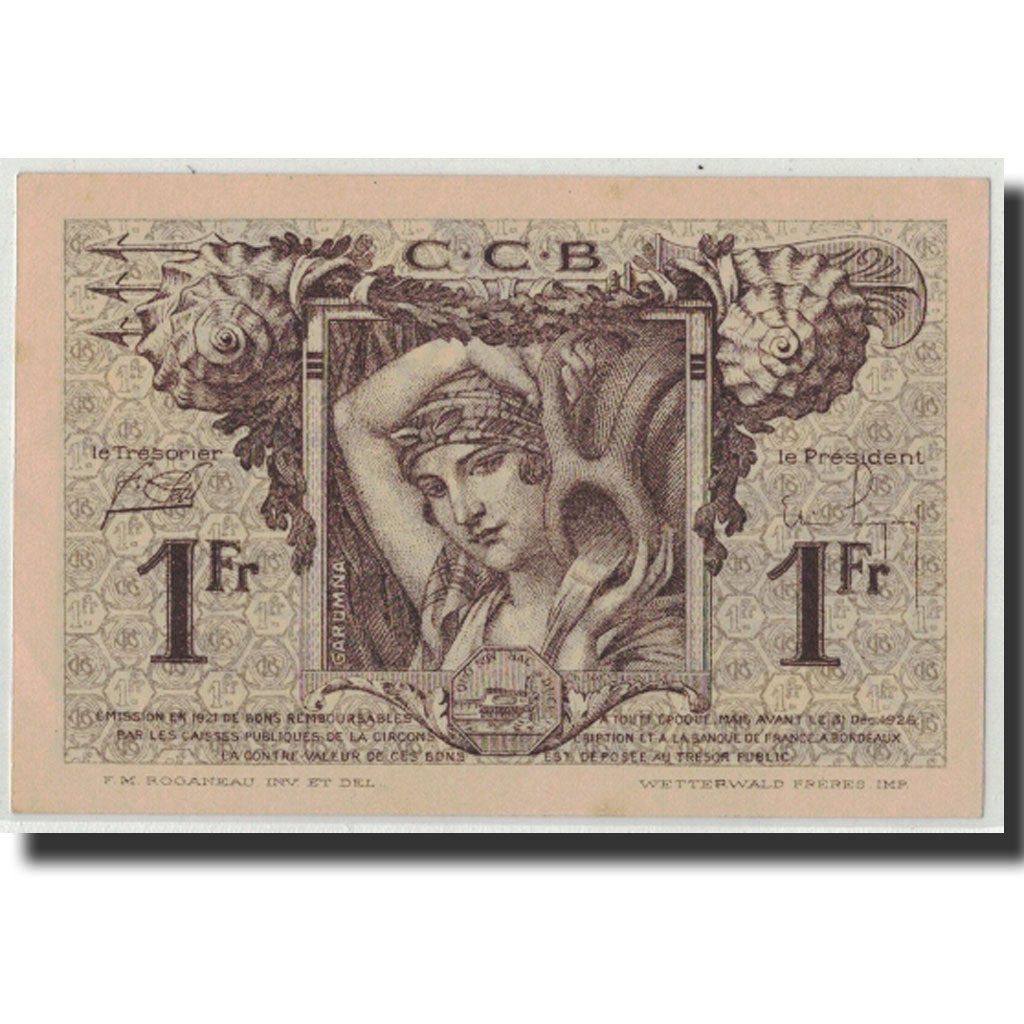 France, Bordeaux, 1 Franc, 1921, UNC(63), Pirot:30-30