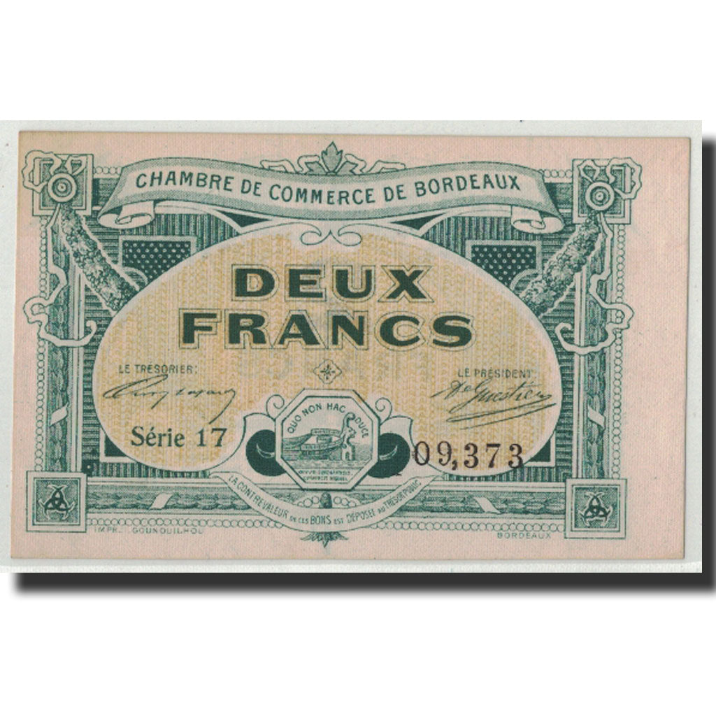 Billet, France, Bordeaux, 2 Francs, 1917, SUP, Pirot:30-17