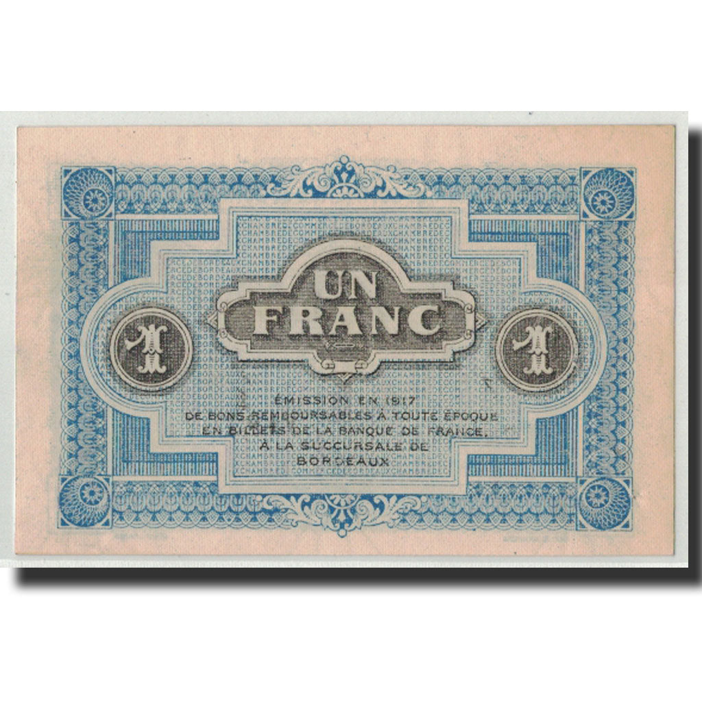 Banknote, Pirot:30-14, 1 Franc, 1917, France, AU(55-58), Bordeaux