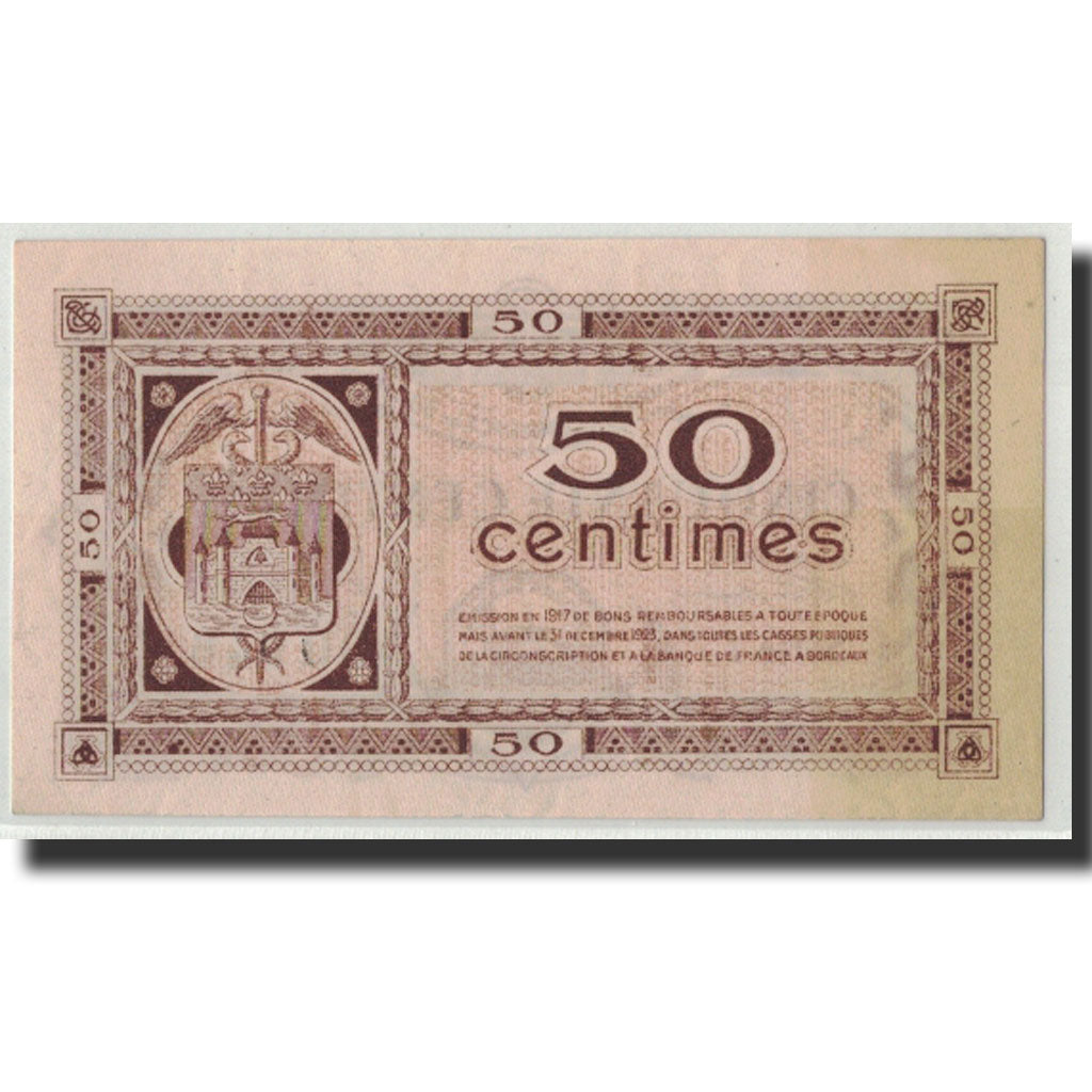France, Bordeaux, 50 Centimes, 1917, UNC(63), Pirot:30-11