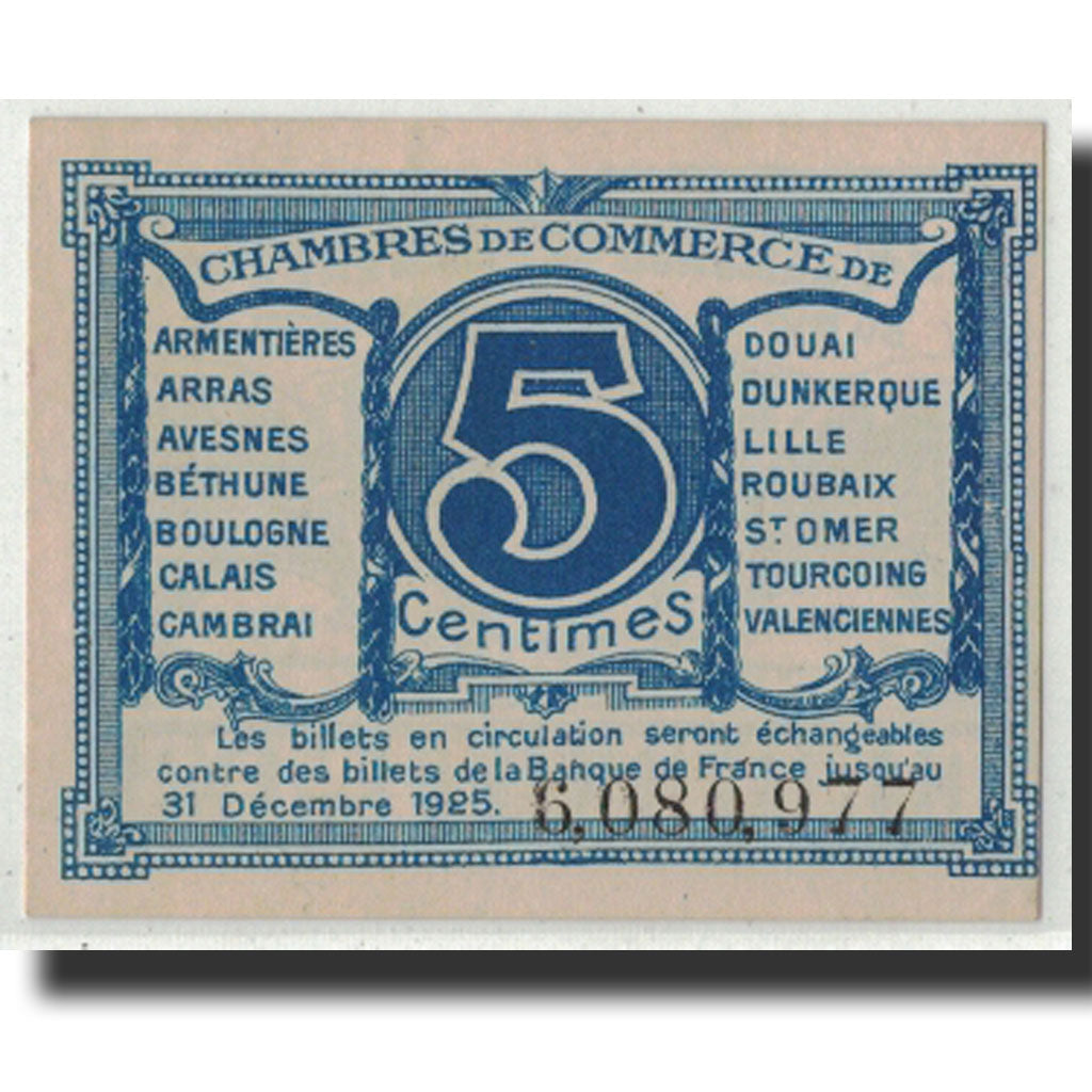 Banknote, Pirot:94-1, 5 Centimes, Undated, France, UNC(63), NORD-PAS DE CALAIS
