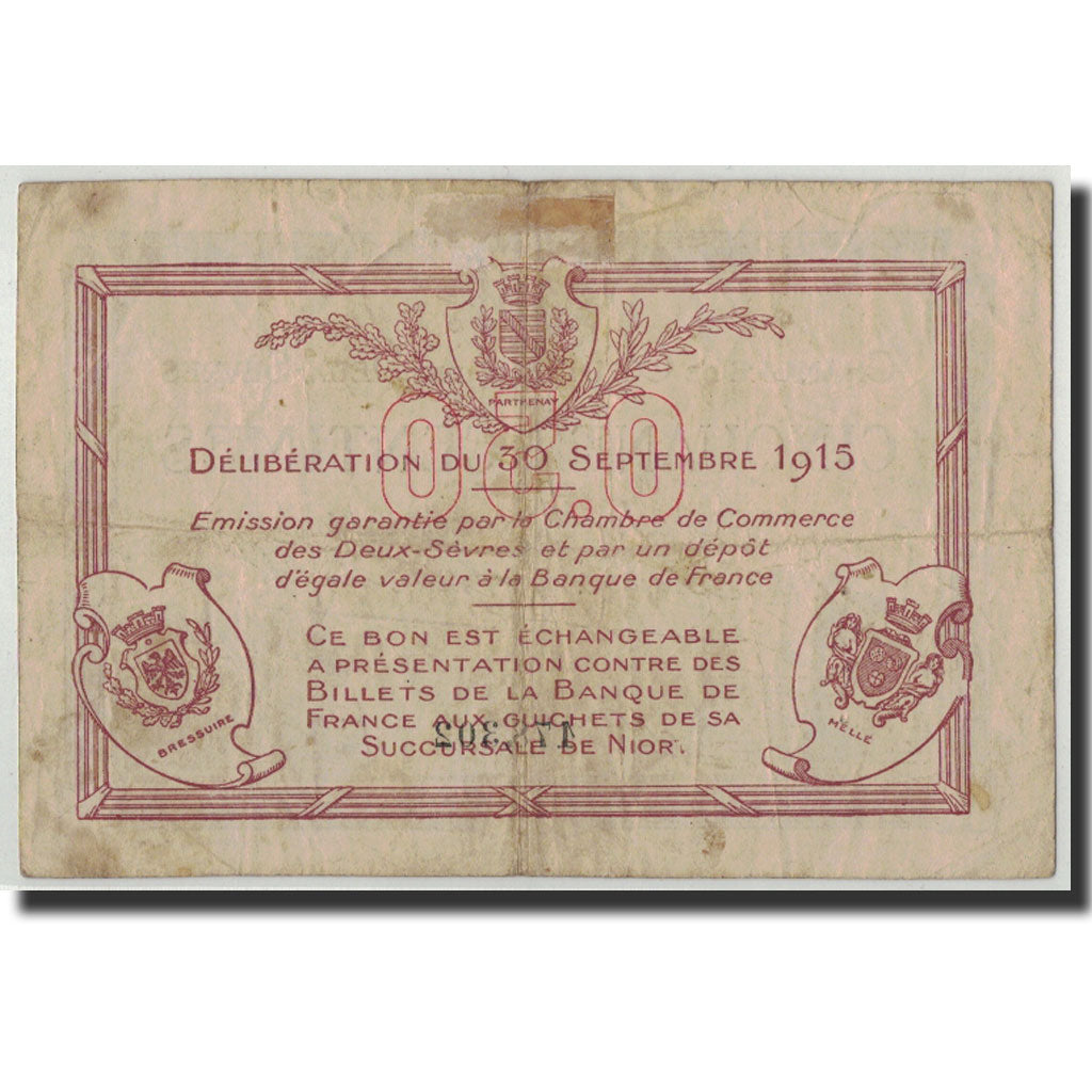 Banknote, Pirot:93-1, 50 Centimes, 1915, France, VF(20-25), Deux-Sèvres