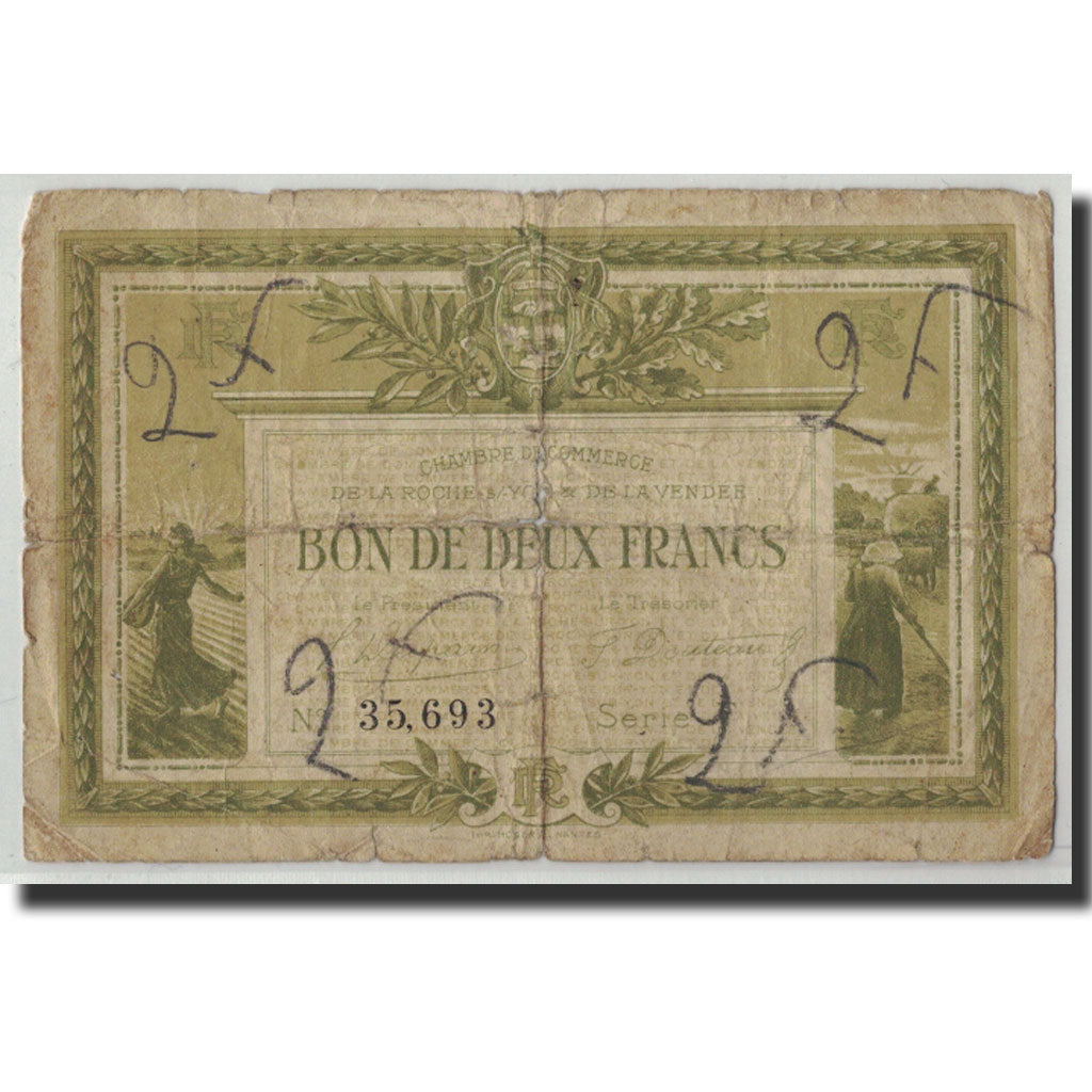 Francia, La Roche-sur-Yon, 2 Francs, 1916, B, Pirot:65-26