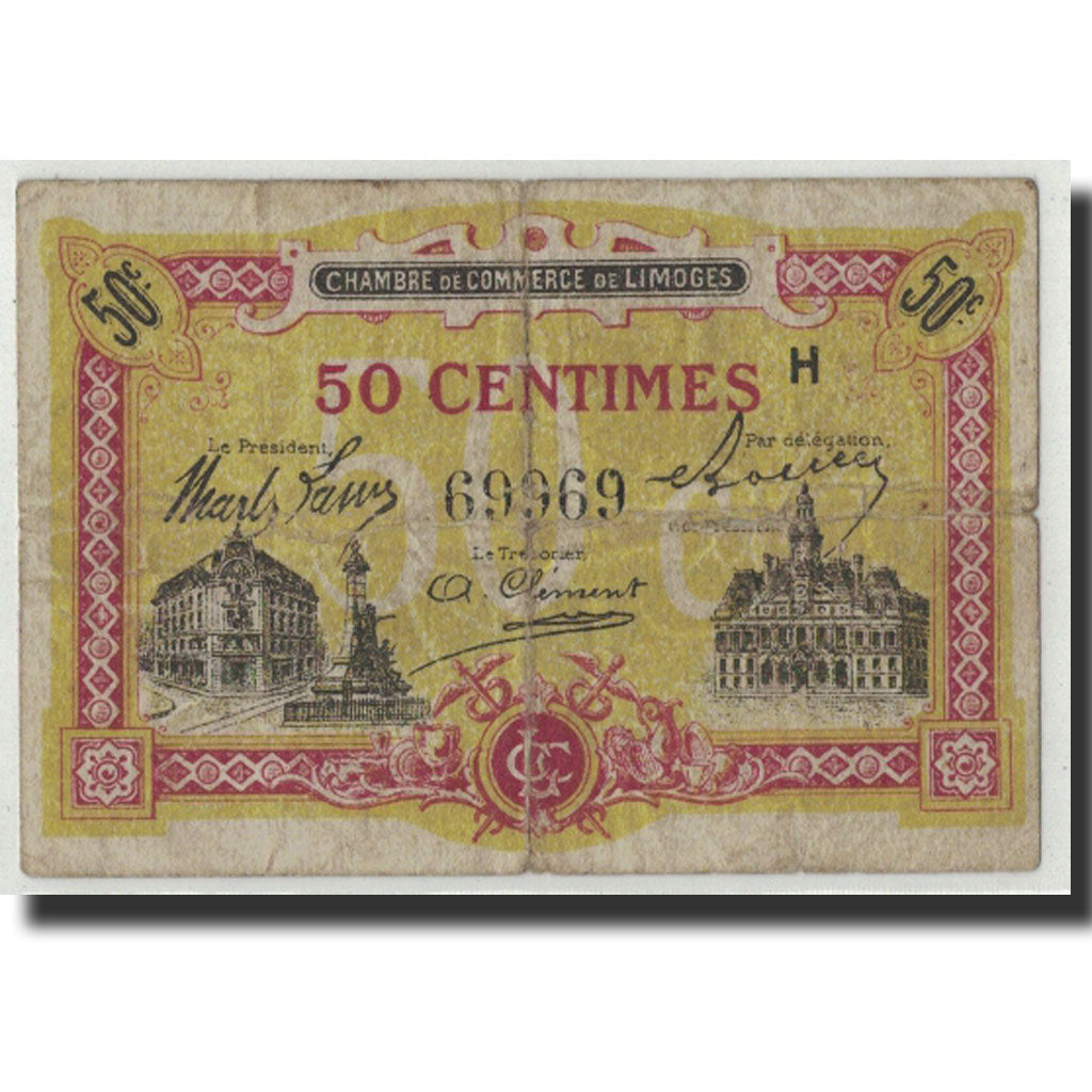 Banknote, Pirot:73-23, 50 Centimes, Undated, France, VG(8-10), Limoges