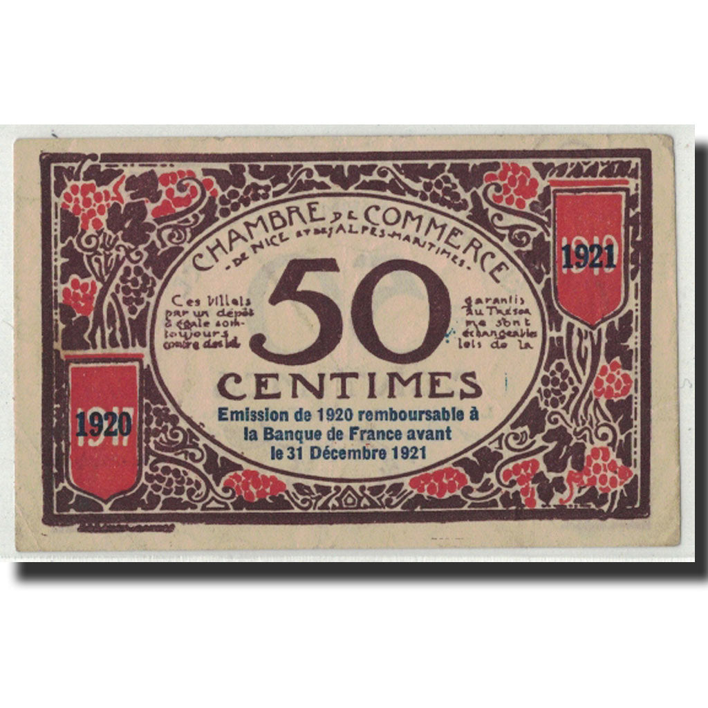 France, Nice, 50 Centimes, 1917, EF(40-45), Pirot:91-6