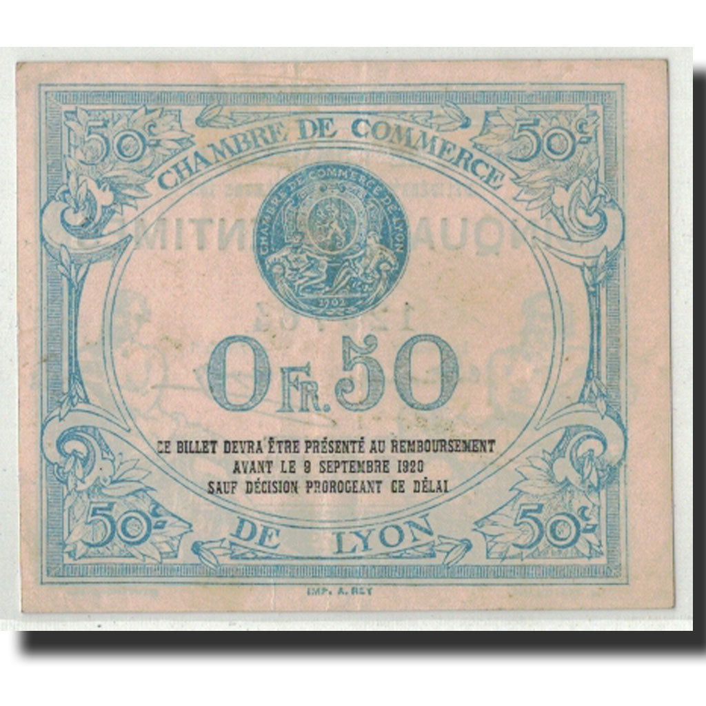 Banknote, Pirot:77-3, 50 Centimes, 1915, France, AU(55-58), Lyon