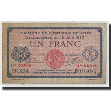 France, Lyon, 1 Franc, 1922, TB, Pirot:77-27