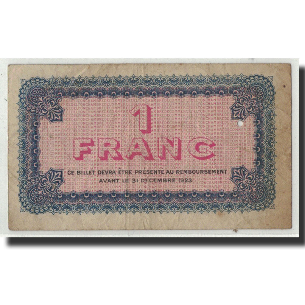 France, Lyon, 1 Franc, 1922, VF(20-25), Pirot:77-27