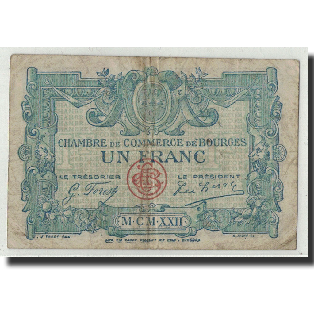 Banknote, Pirot:32-9, 1 Franc, 1917, France, VF(20-25), Bourges