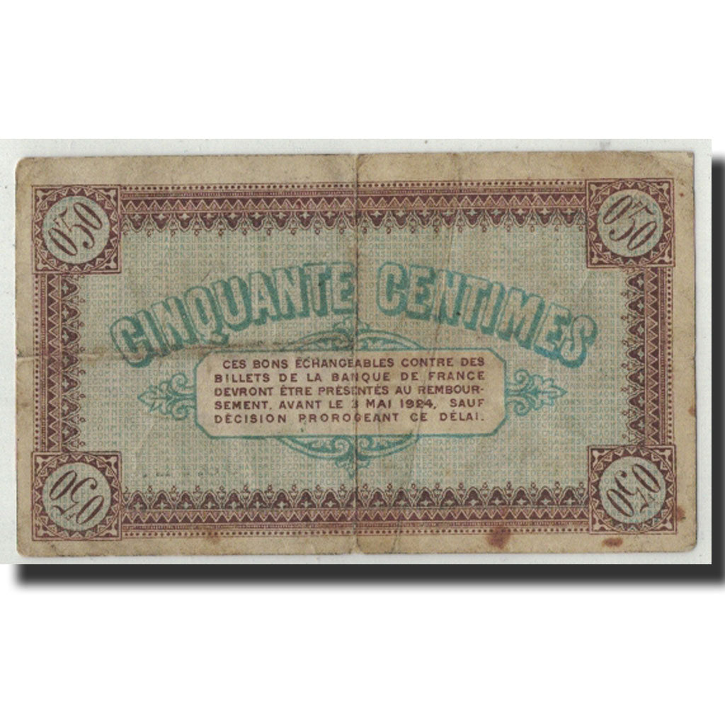 Banknote, Pirot:42-32, 50 Centimes, 1922, France, VF(20-25), Châlon-sur-Saône