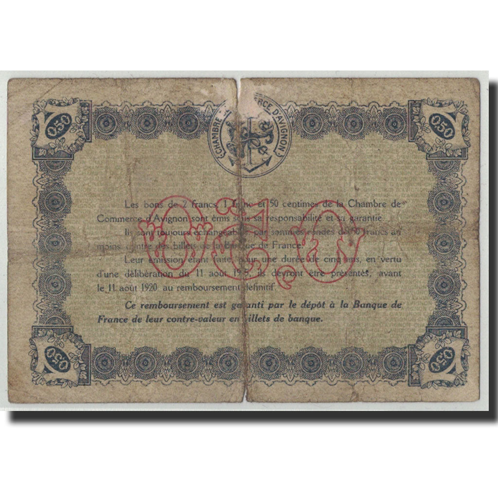 Banknote, Pirot:18-1, 50 Centimes, 1915, France, VG(8-10), Avignon