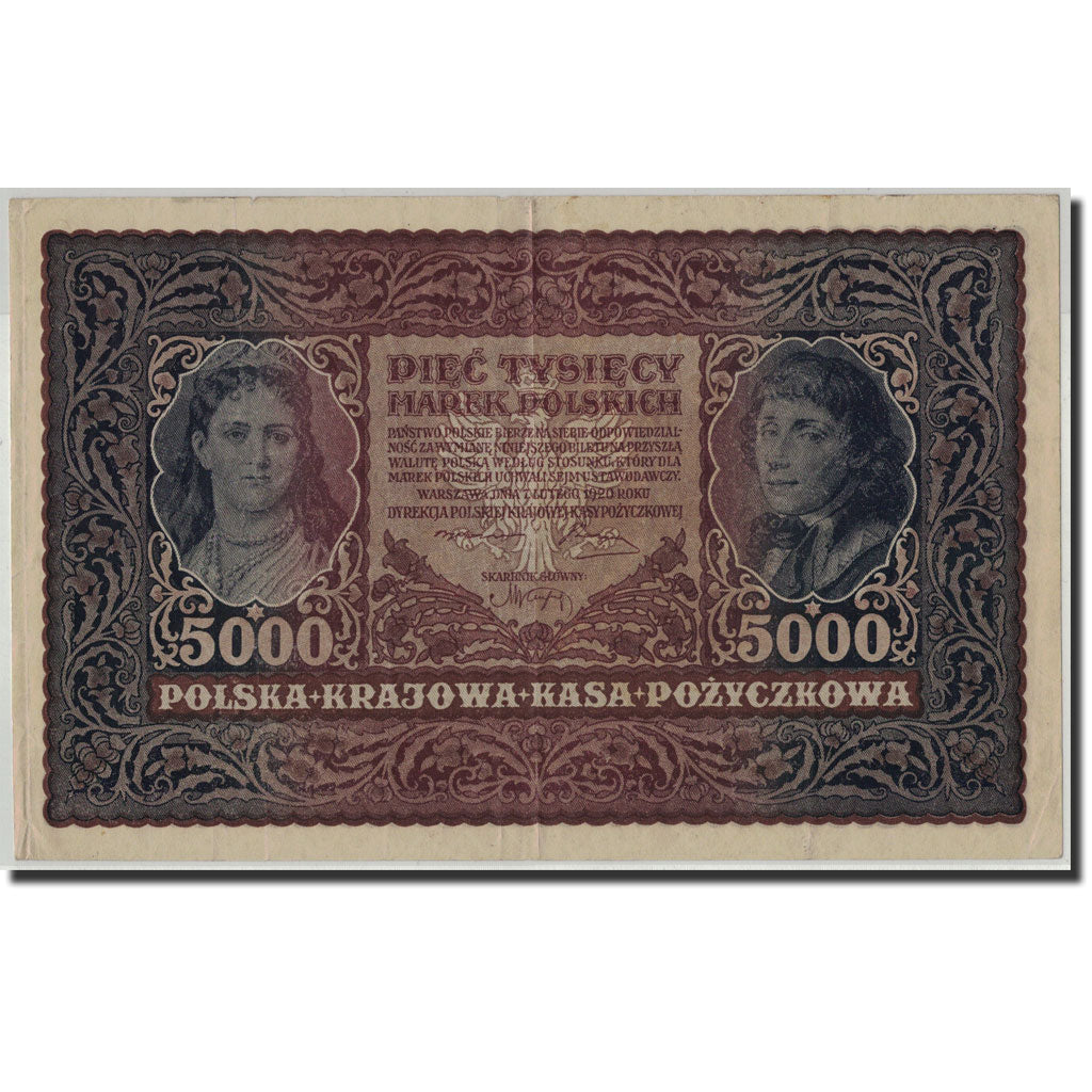 Banknote, Poland, 5000 Marek, 1920, 1920-02-07, KM:31, AU(50-53)