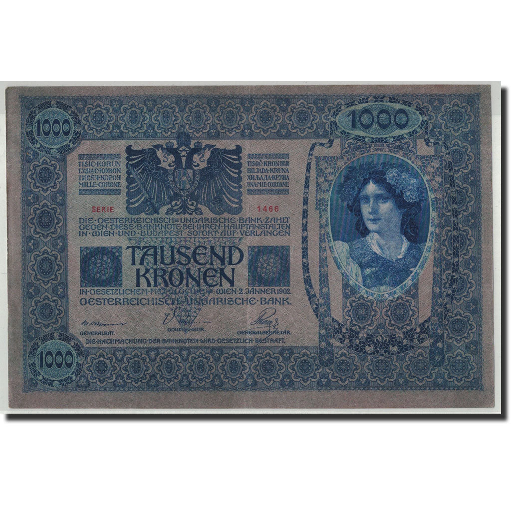 Banknote, Austria, 1000 Kronen, Undated (1919), 1922-01-02, KM:59, AU(50-53)
