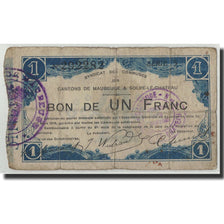France, Maubeuge et Solre-Chateau, 1 Franc, 1915, VG(8-10), Pirot:59-1815