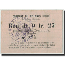 Banconote, Pirot:80-634, BB+, Voyennes, 25 Centimes, 1915, Francia