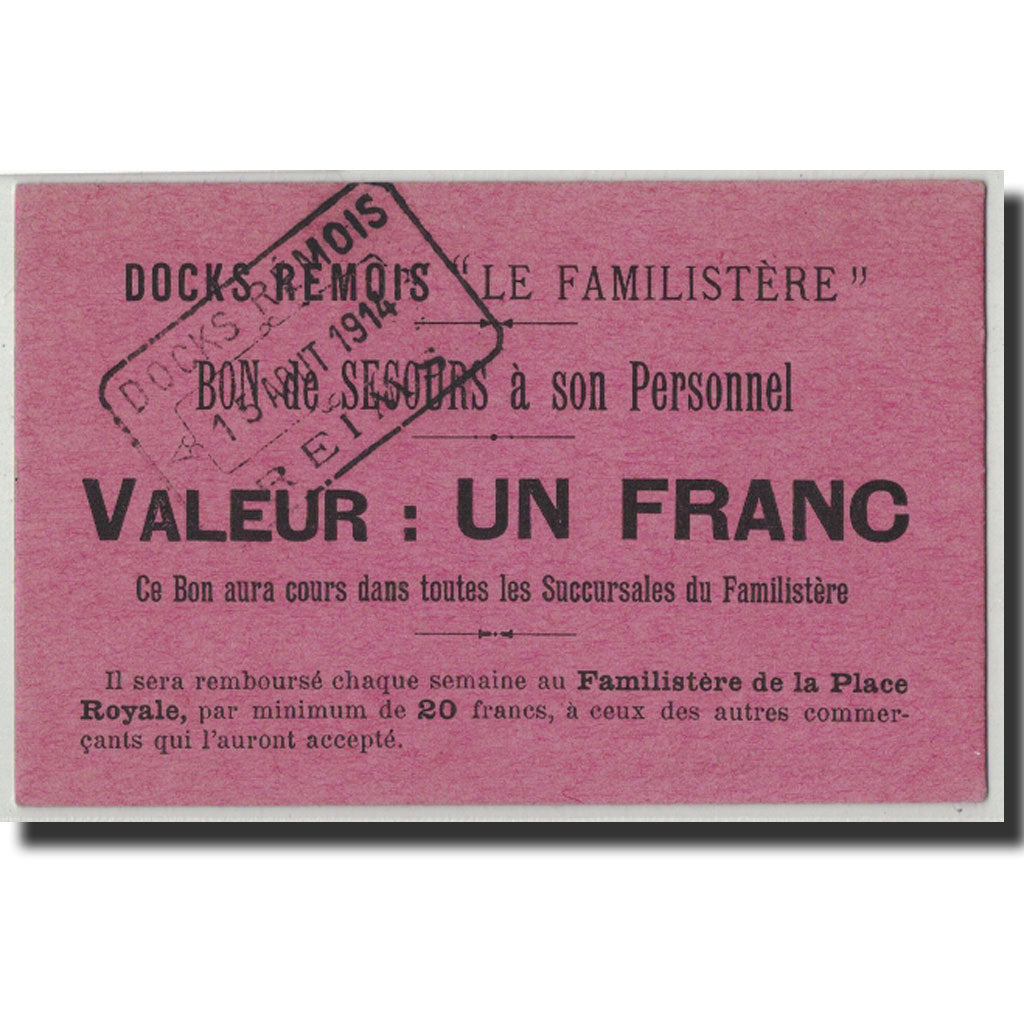 Banknote, Pirot:51-21, 1 Franc, 1914, France, UNC(63), Reims