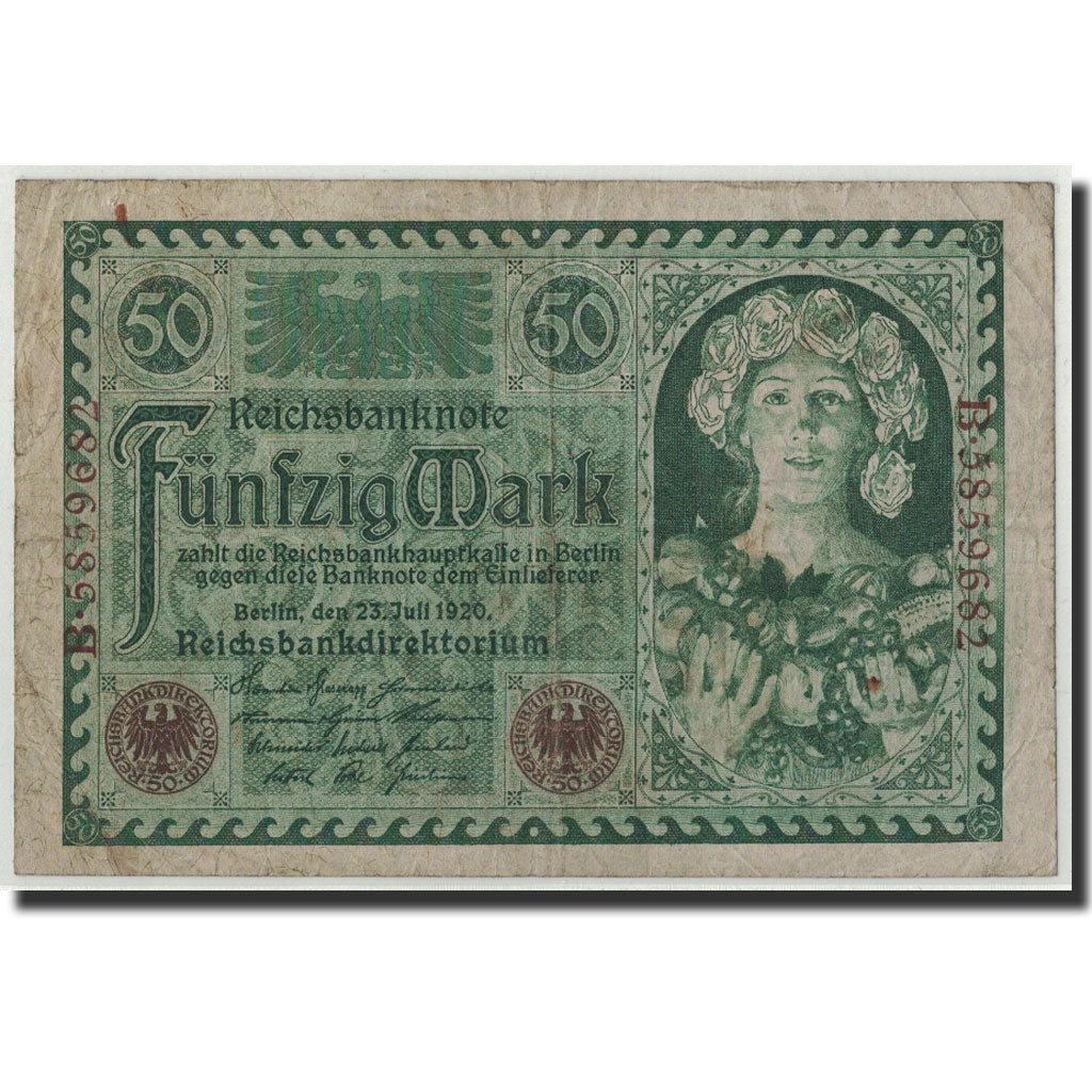 Banknote, Germany, 50 Mark, 1920, 1920-07-23, KM:68, VF(20-25)