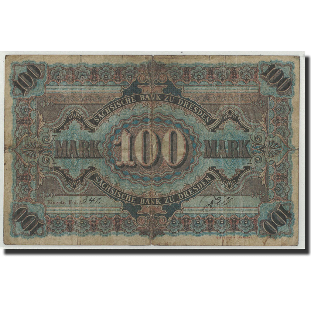 Banknote, German States, 100 Mark, 1911, 1911-01-02, KM:S952b, F(12-15)